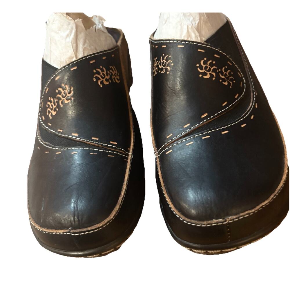 Spring Step Women’s Chino Clogs Sz 8M Dark Brown Embroidered Western Bohemian